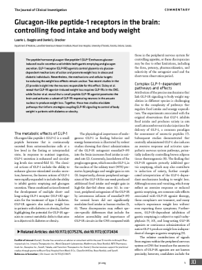 Glucagon-like peptide-1 receptors in the brain: controlling food intake and
body weight Glucagon-like peptide-1 receptors in the brain: controlling food intake and
body weight