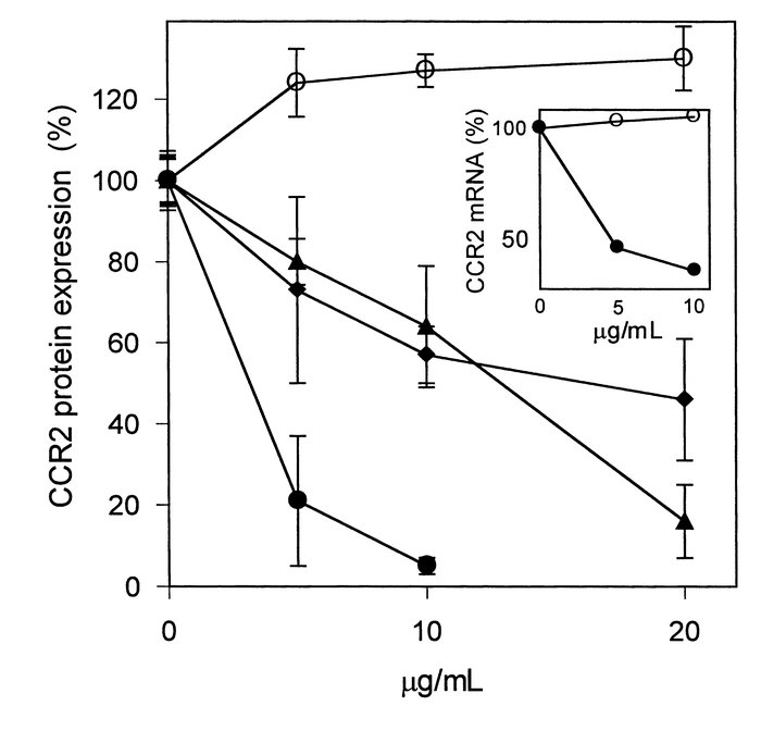 Reduction of CCR2 expression by oxidized linoleic acid. THP-1 cells were...