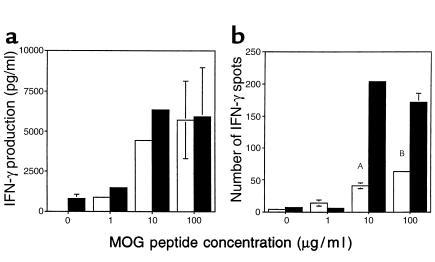 Increased IFN-γ production by MOG-reactive splenocytes in double-immuniz...