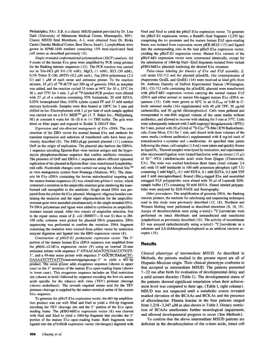 JCI Molecular and biochemical basis of intermediate maple syrup urine