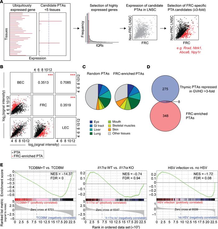 FRCs express a distinct PTA gene signature enriched for genes normally e...