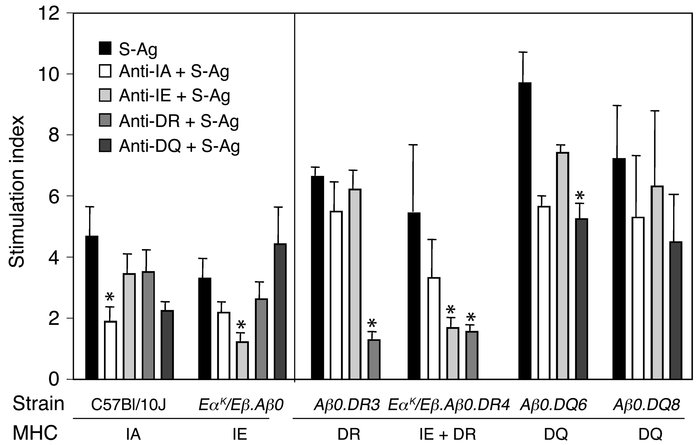 Proliferative response of lymph node cells to bS-Ag. Average of stimulat...