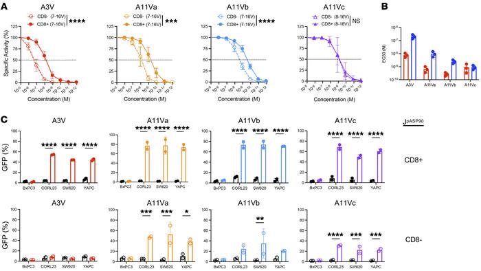 KRASG12V-specific TCRs are of high avidity and exhibit varying degrees o...