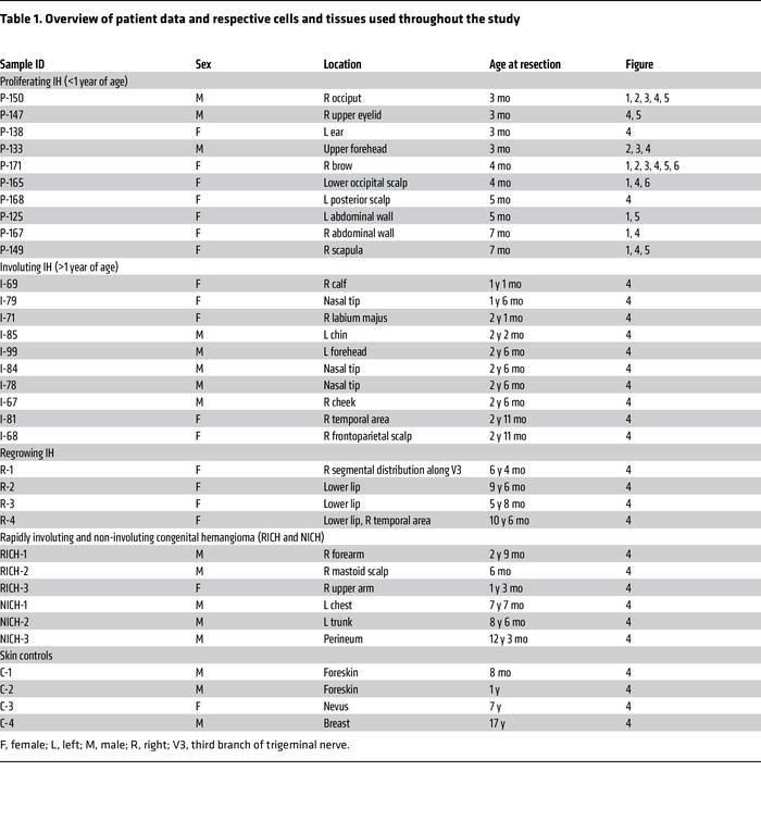 Overview of patient data and respective cells and tissues used throughou...
