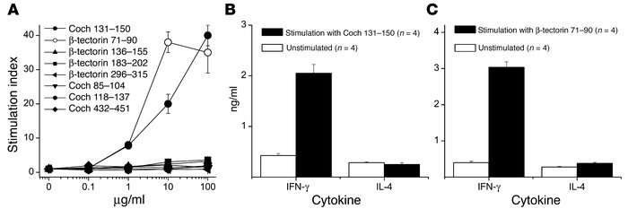 Immunogenicity of cochlin and β-tectorin peptides containing the KXXS MH...