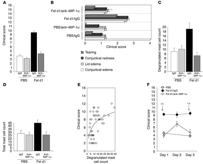 In vivo neutralization of MIP-1α inhibits mast cell activation and clini...
