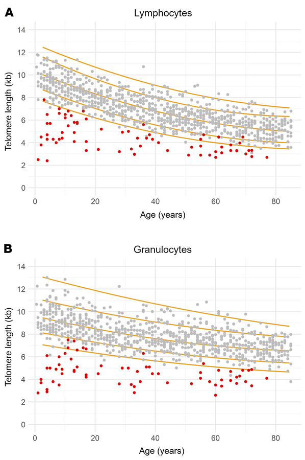 Telomere lengths of the patient cohort.
Nomograms of average telomere le...