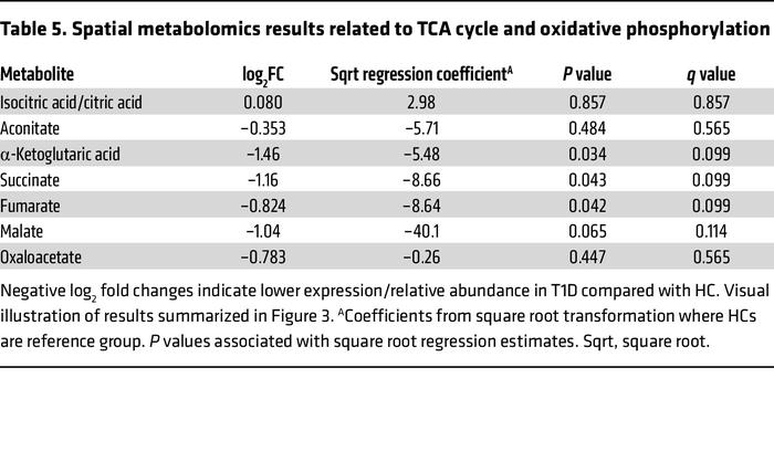 Spatial metabolomics results related to TCA cycle and oxidative phosphor...