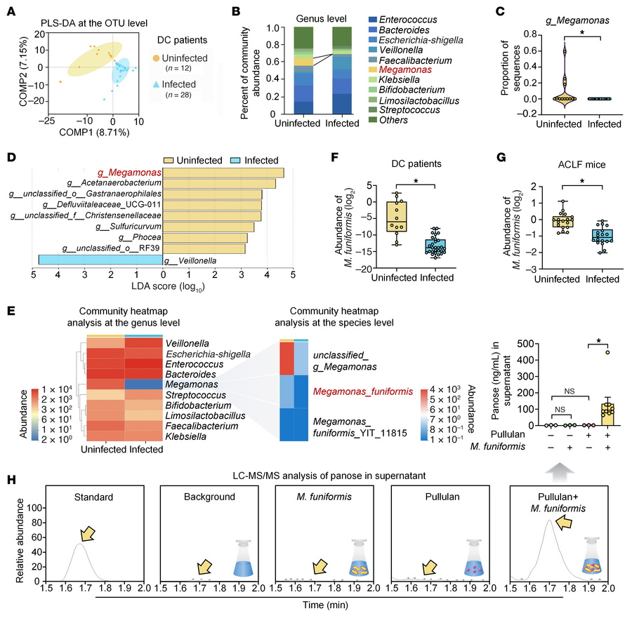 Infected patients with decompensated cirrhosis and ACLF mice have a lowe...