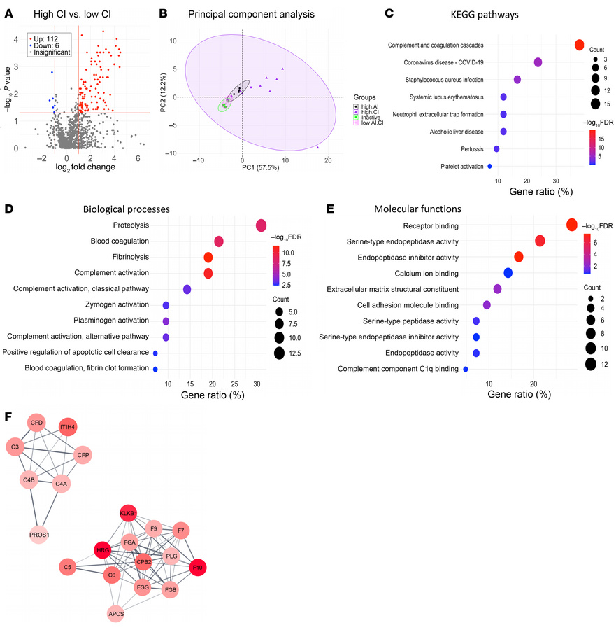 Proteins elevated in urine samples of patients with LN with high renal p...