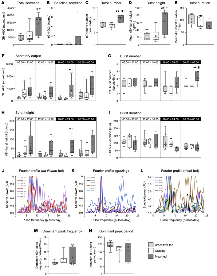 Meal-feeding enhances GH pulsatility predominantly in the dark phase.
GH...