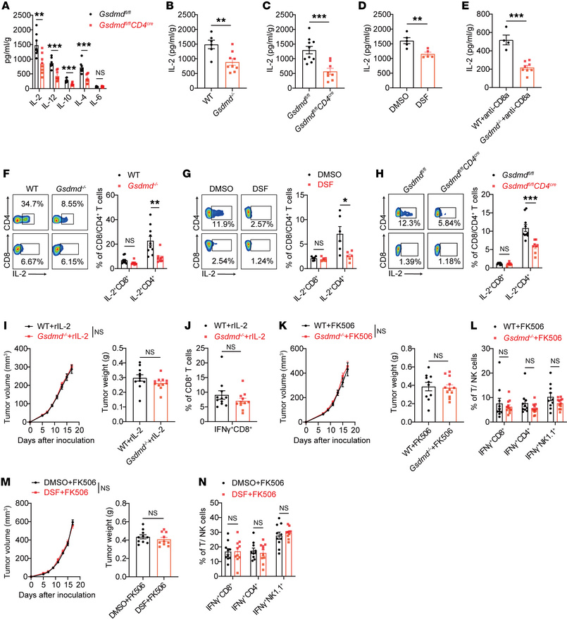 GSDMD in CD4+ T cells promotes antitumor immunity by increasing IL-2 pro...