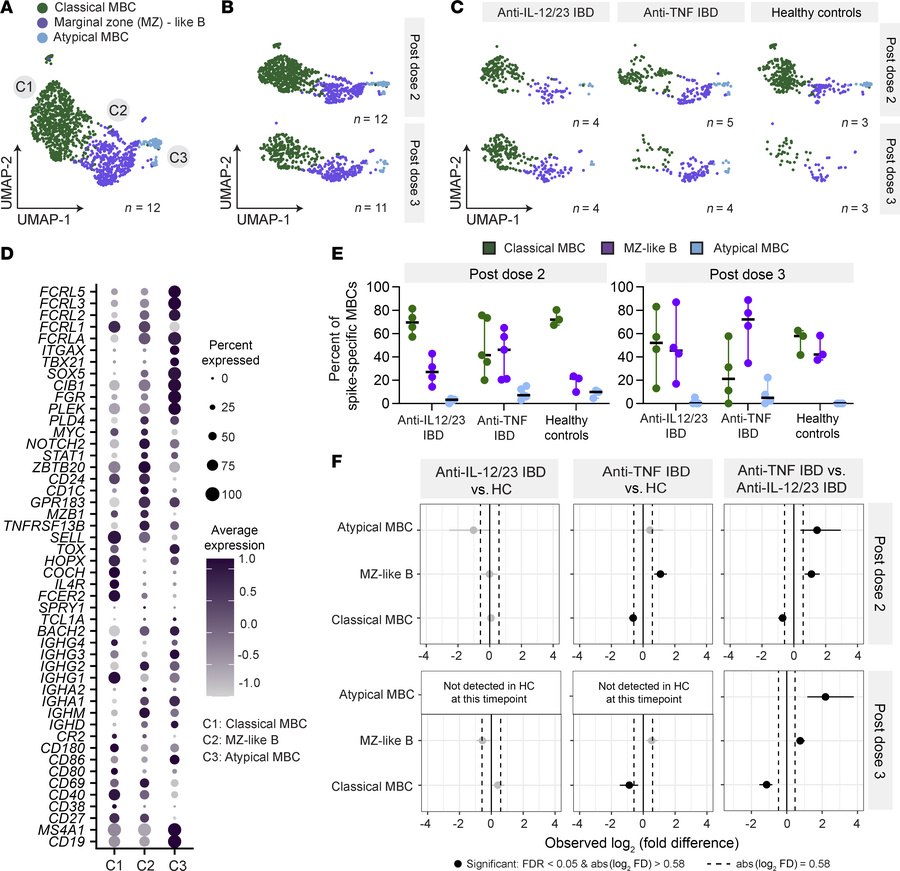 Transcriptomic analysis reveals altered proportions of S-specific memory...