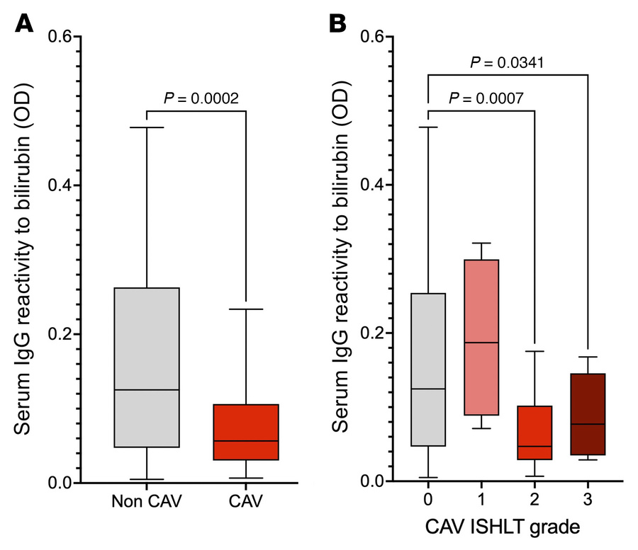 Serum levels of anti-bilirubin IgG are decreased in heart transplant rec...