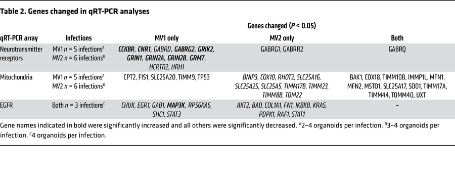 Genes changed in qRT-PCR analyses
