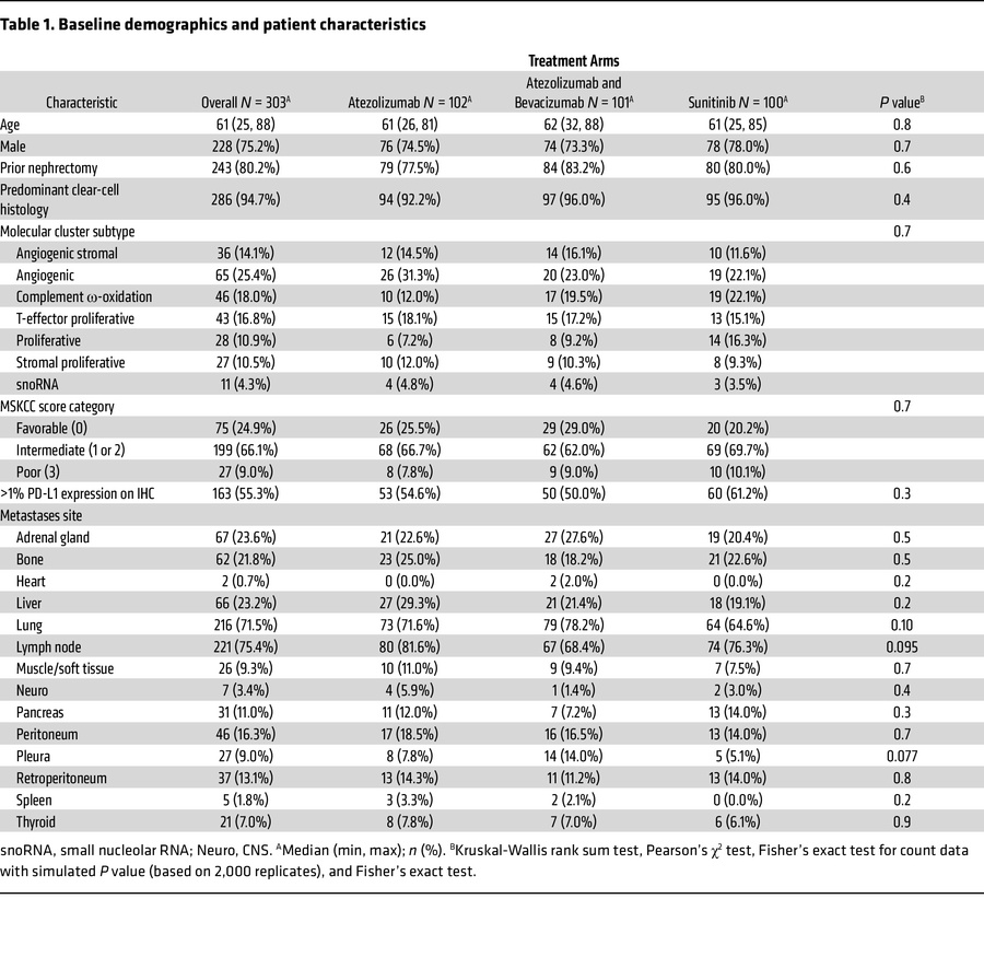 Baseline demographics and patient characteristics