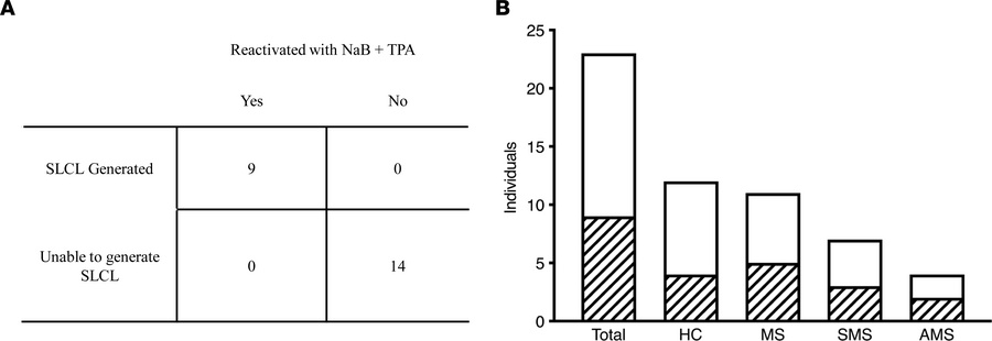 Ability to reactivate EBV in human PBMCs correlates with ability to gene...
