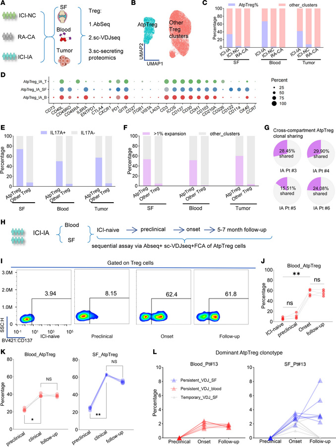 Stable AtpTreg cell phenotype and clonotype across blood, synovial fluid...