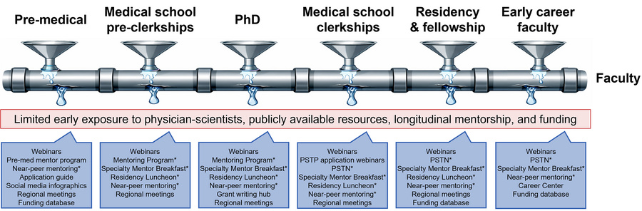 The leaky physician-scientist training pipeline and summary of intervent...