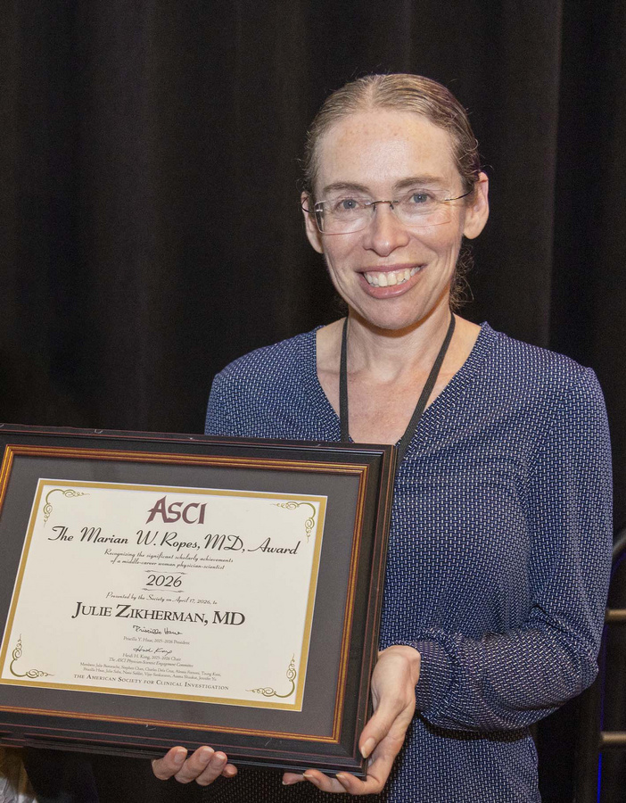 Julie Zikherman is the recipient of the 2026 Marian W. Ropes, MD, Award.