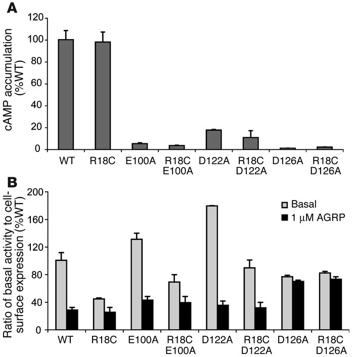 The N-terminal domain uses a subset of the acidic residues used by α-MSH...