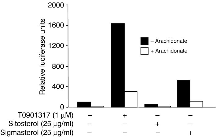 Effect of plant sterols on LXR-luciferase reporter activity in CHO-7 cel...
