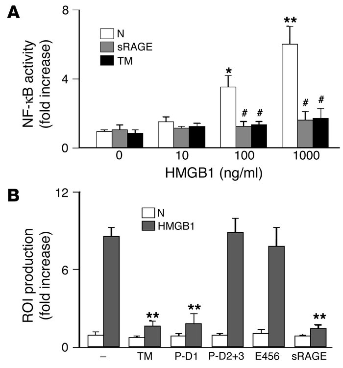 TM, via D1, prevents proinflammatory effects of HMGB1 in vitro. (A) Effe...