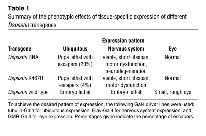 Summary of the phenotypic effects of tissue-specific expression of diffe...