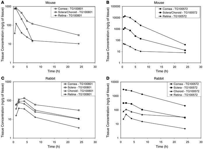 Topical instillation of 1.0% TG100801 achieves posterior ocular tissue e...
