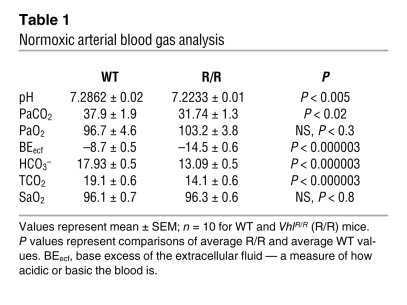 Normoxic arterial blood gas analysis