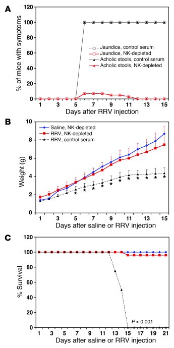 Improved outcome following RRV inoculation in NK cell–depleted mice.
Dev...