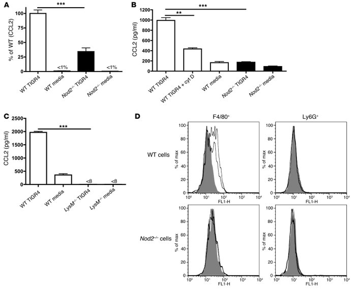 Nod2-dependent sensing occurs within macrophages, which initiates the im...