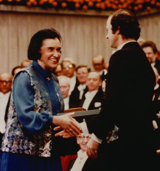 Rosalyn S. Yalow accepting the Nobel Prize in Physiology or Medicine pre...