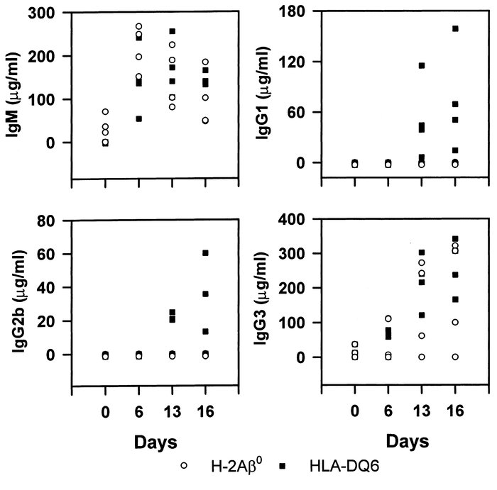 SRW-specific antibody. Mice were bled before the first immunization, imm...