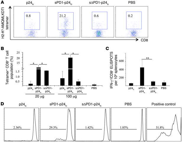 Increased dose of DNA vaccine further enhanced p24-specific tetramer-pos...