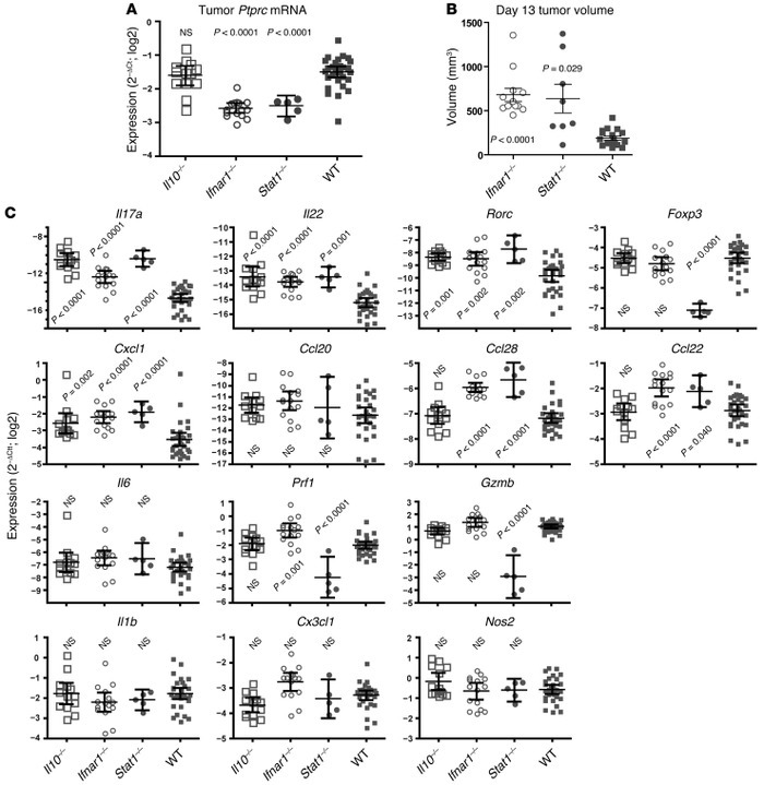 Th17-associated gene expression is limited by Il10, Ifnar1, and Stat1 in...