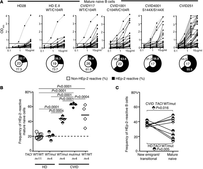 A defective peripheral B cell tolerance checkpoint in CVID patients.
(A)...