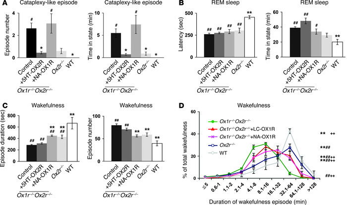 Restoration of orexin receptor expression selectively in DR serotonergic...