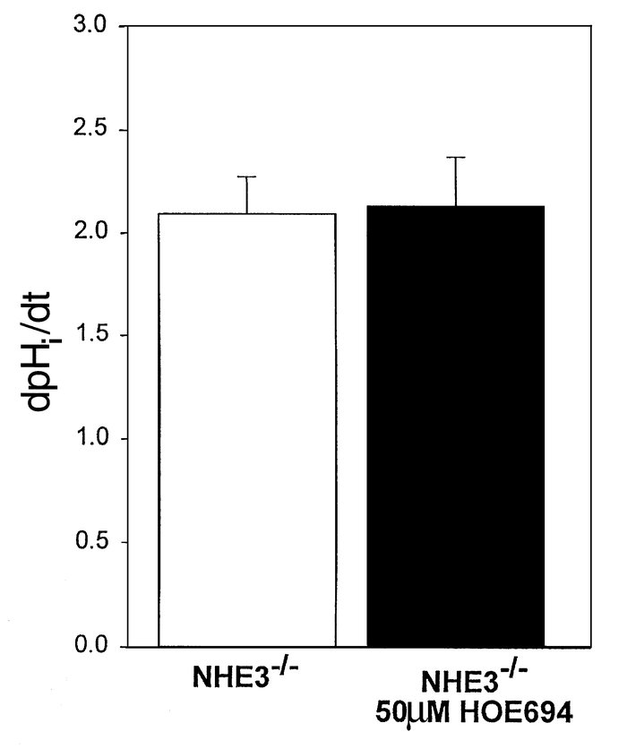 PCT sodium-dependent proton secretion in NHE3–/– mice in the presence an...