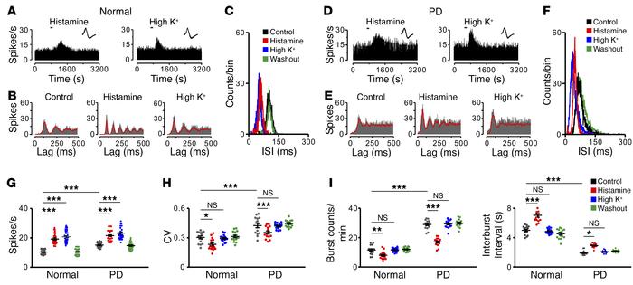 The histamine-induced regularization of firing patterns of STN neurons i...